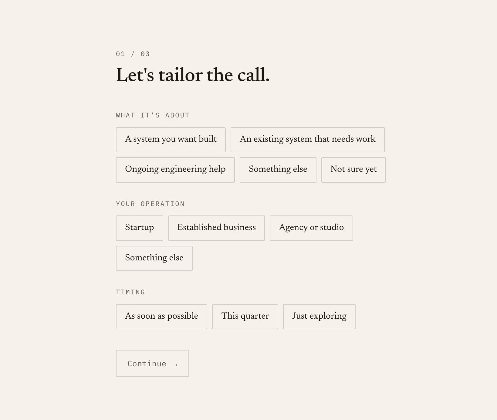 The booking flow